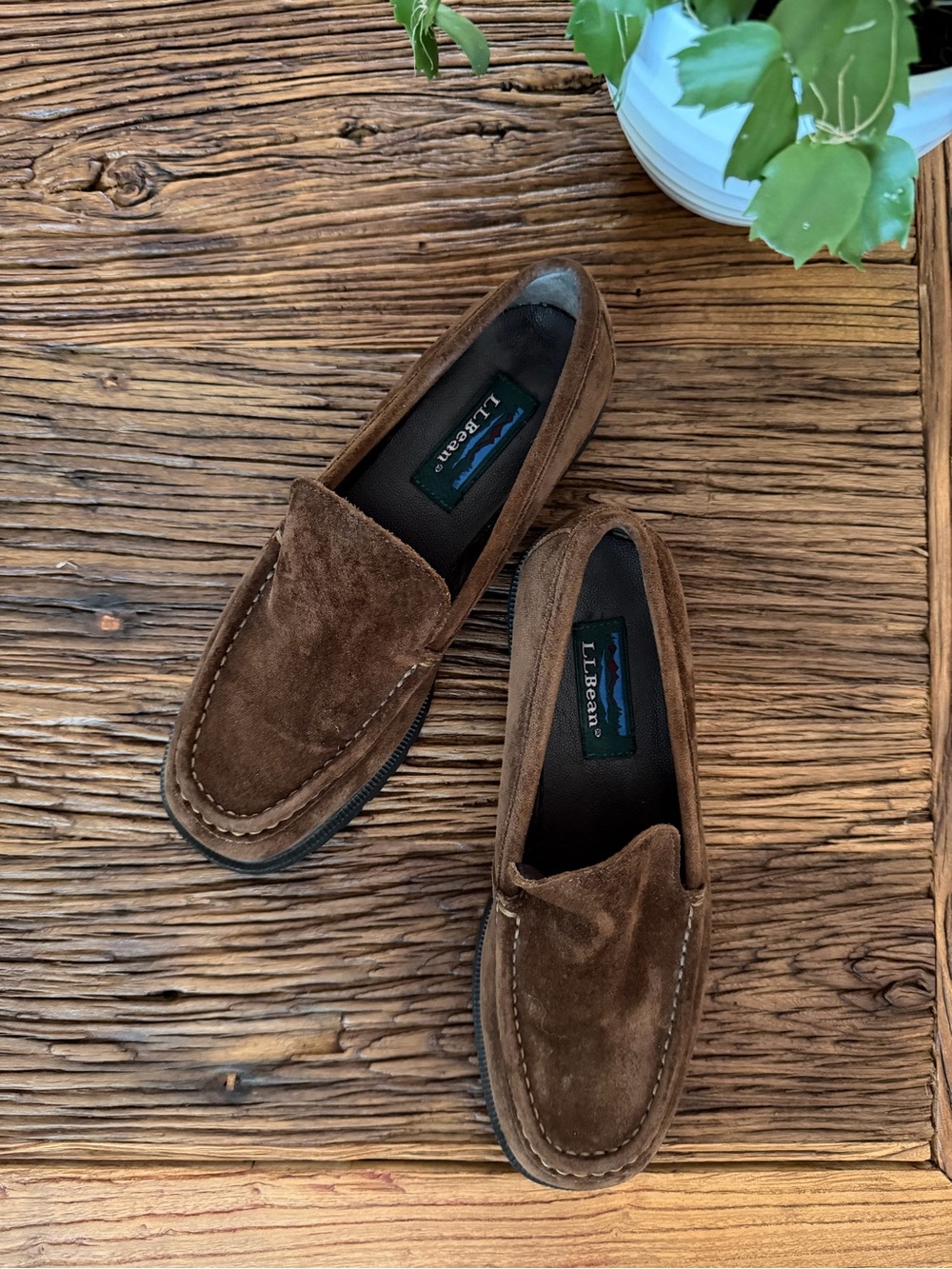 L.L. Bean Brown Suede Lug Loafers Womens